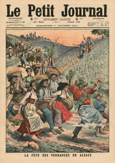 Celebrating the wine harvest in Alsace, illustration from 